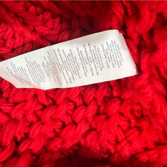 Nasty Gal Red Pom Pom Red Chunky Knit Open Front Cardigan Medium - Picture 7 of 8